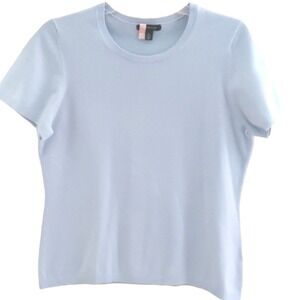 Lands End Pastel Blue Lightweight Short Sleeve Sweater Top in‎ Large